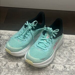 Hoka Women's Black and Mint Sneakers